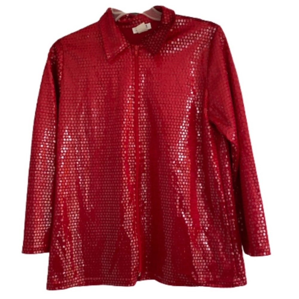 Vintage Vejaiz Design red sequin zip up jacket size medium